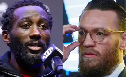 Split-screen: a Black man speaks into a microphone on the left, wearing a dark jacket; a bearded man adjusts round glasses on the right.