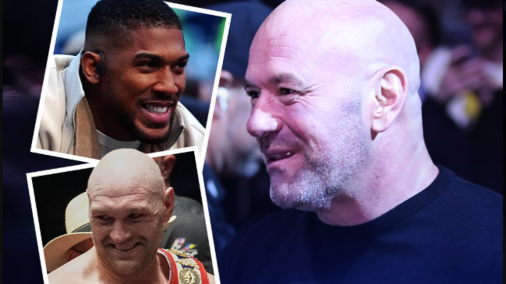 Collage of three male boxers: two framed photos on the left (one smiling man, one with a belt) and a close-up of a bald man in a black shirt smiling on the right.
